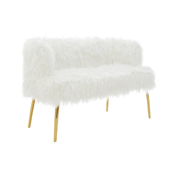 Clarence Fur Effect 2 Seater Sofa with Gold Legs