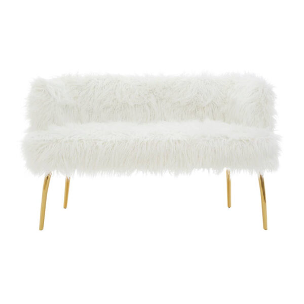 Clarence Fur Effect 2 Seater Sofa with Gold Legs