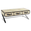 Kensington Townhouse Natural Hair on Leather Coffee Table with Drawers