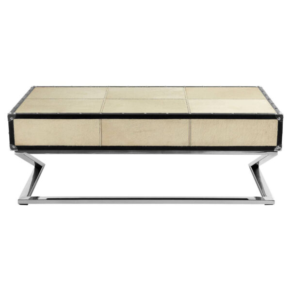 Kensington Townhouse Natural Hair on Leather Coffee Table with Drawers