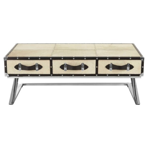 Kensington Townhouse Natural Hair on Leather Coffee Table with Drawers