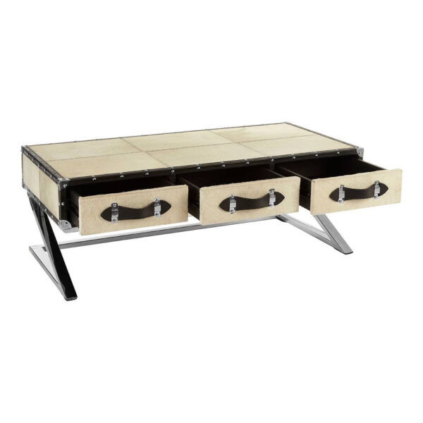Kensington Townhouse Natural Hair on Leather Coffee Table with Drawers