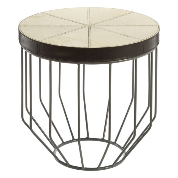 Kensington Townhouse Grey Hair on Leather Round Side Table