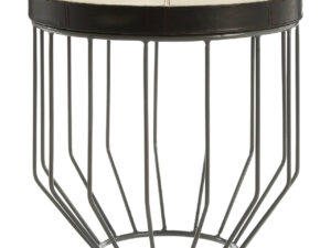 Kensington Townhouse Grey Hair on Leather Round Side Table