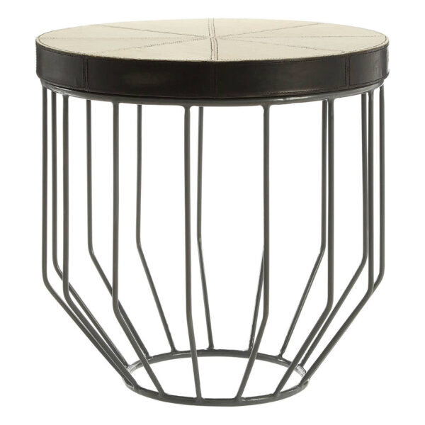Kensington Townhouse Grey Hair on Leather Round Side Table