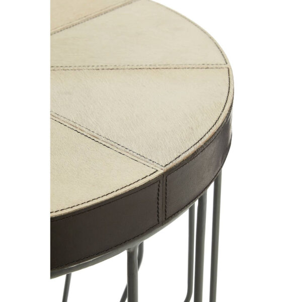 Kensington Townhouse Grey Hair on Leather Round Side Table