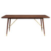 Kenso Walnut Wood And Brass Finish Base Dining Table