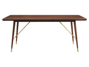 Kenso Walnut Wood And Brass Finish Base Dining Table
