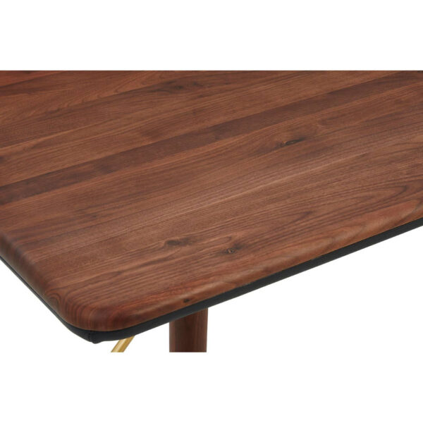 Kenso Walnut Wood And Brass Finish Base Dining Table