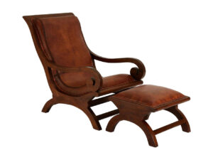 Inca Brown Leather Lounge Chair with Footstool