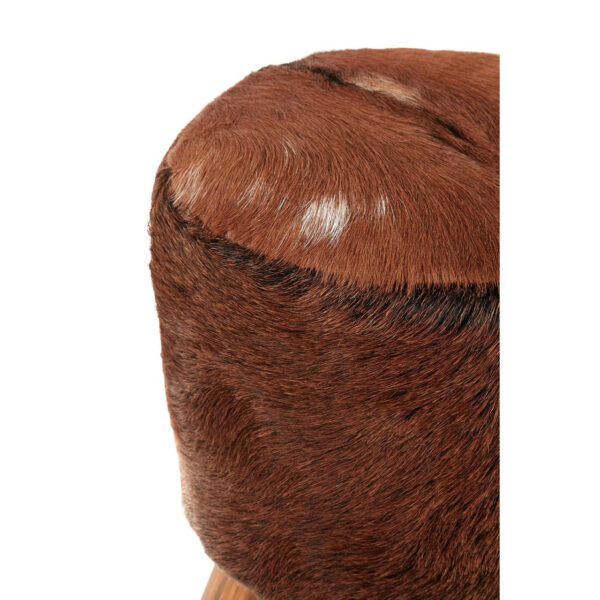 Inca Brown Hair on Leather Round Stool