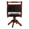 Inca Black Leather and Teak Wood Swivel Chair