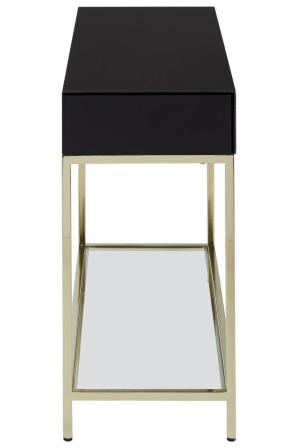 Kensington Townhouse Black Mirror Console Table with Gold Frame