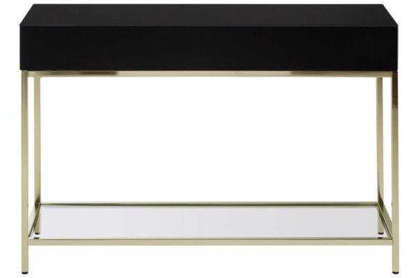 Kensington Townhouse Black Mirror Console Table with Gold Frame