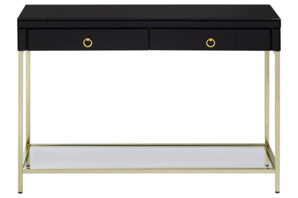Kensington Townhouse Black Mirror Console Table with Gold Frame