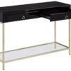 Kensington Townhouse Black Mirror Console Table with Gold Frame