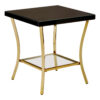 Kensington Townhouse Black Mirror Side Table with Gold Legs