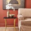 Kensington Townhouse Black Mirror Side Table with Gold Legs