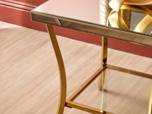 Kensington Townhouse Mirror Side Table with Gold Legs