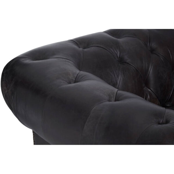 Victor Dark Grey Brown Leather Chesterfield Chair