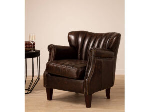 Victor Winged Brown Leather Armchair
