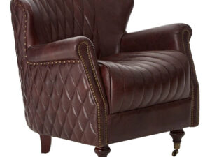 Victor Brown Leather Winged Back Armchair