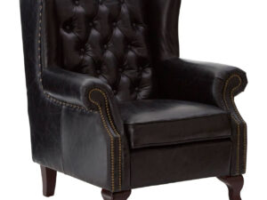 Victor Black Leather Wingback Armchair