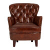#Victor Brown Leather Armchair with Button Tufted Back