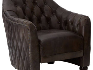Victor Dark Grey Brown Leather Tub Chair