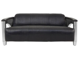 Victor 3 Seat Black Leather Sofa