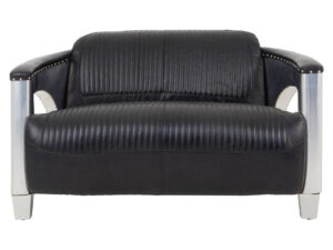 Victor 2 Seat Black Leather Sofa