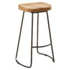Lyon Oak Wood and Black Metal Bar Stool