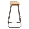 Lyon Oak Wood and Black Metal Bar Stool