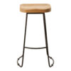 Lyon Oak Wood and Black Metal Bar Stool