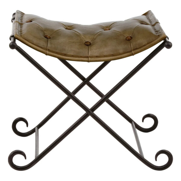 Buffalo Grey Leather And Iron Stool