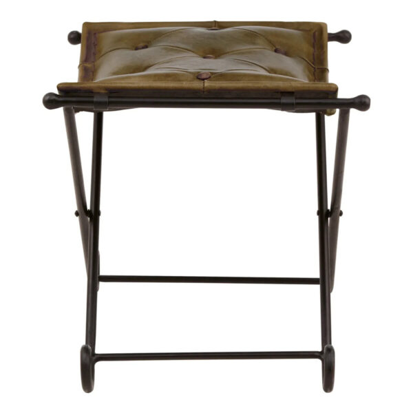 Buffalo Grey Leather And Iron Stool