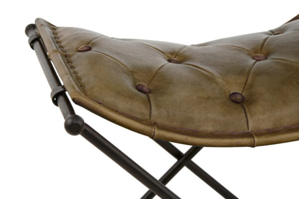 Buffalo Grey Leather And Iron Stool