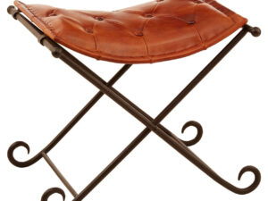5502974__00671.1754494399.jpg Buffalo Tan Leather And Iron Folding Stool