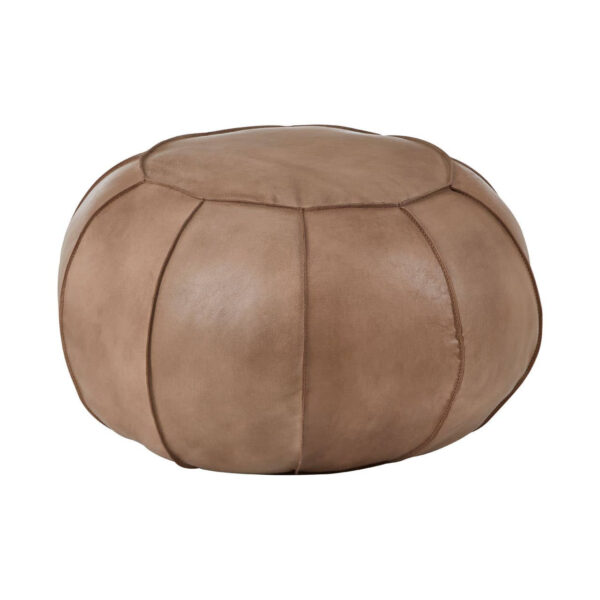 Buffalo Brown and Cream Hair on Leather Patchwork Pouffe