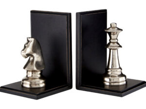 5505014__57583.1760426554.jpg Kensington Townhouse Set of 2 Silver Chess Piece Bookends