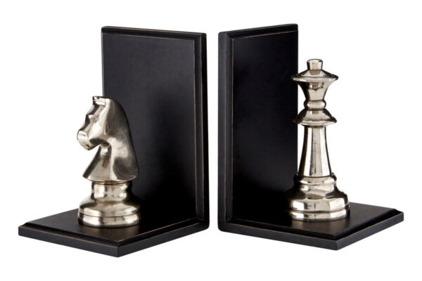 5505014__57583.1760426554.jpg Kensington Townhouse Set of 2 Silver Chess Piece Bookends