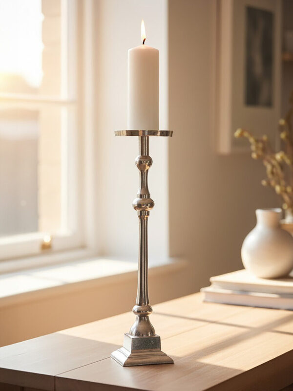 Kensington Townhouse Rough Nickel Finish Large Floorstanding Candle Holder