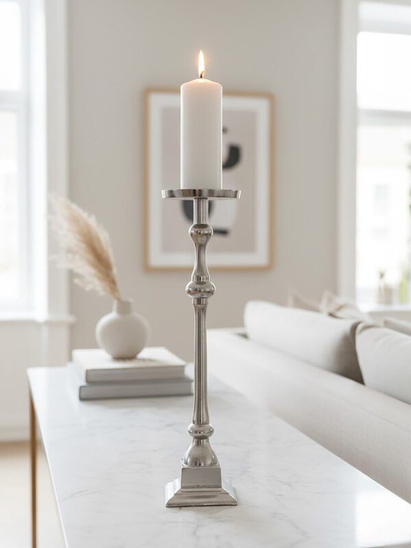 Kensington Townhouse Rough Nickel Finish Large Floorstanding Candle Holder