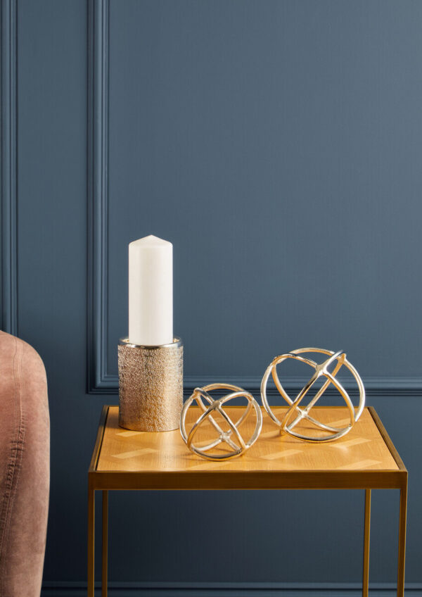 Kensington Townhouse Nickel Finish Set of Two Ring Orb Sculptures