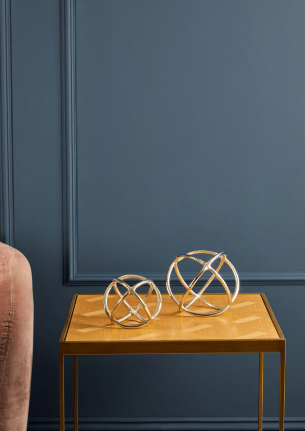 Kensington Townhouse Nickel Finish Set of Two Ring Orb Sculptures