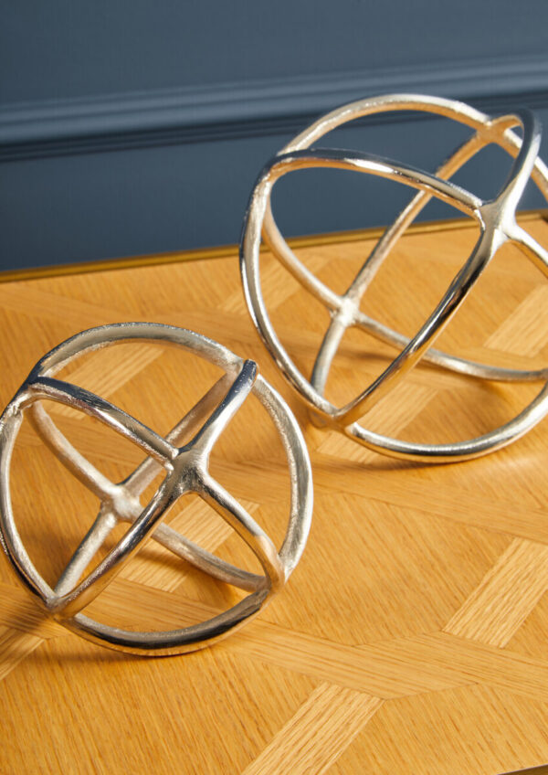 Kensington Townhouse Nickel Finish Set of Two Ring Orb Sculptures