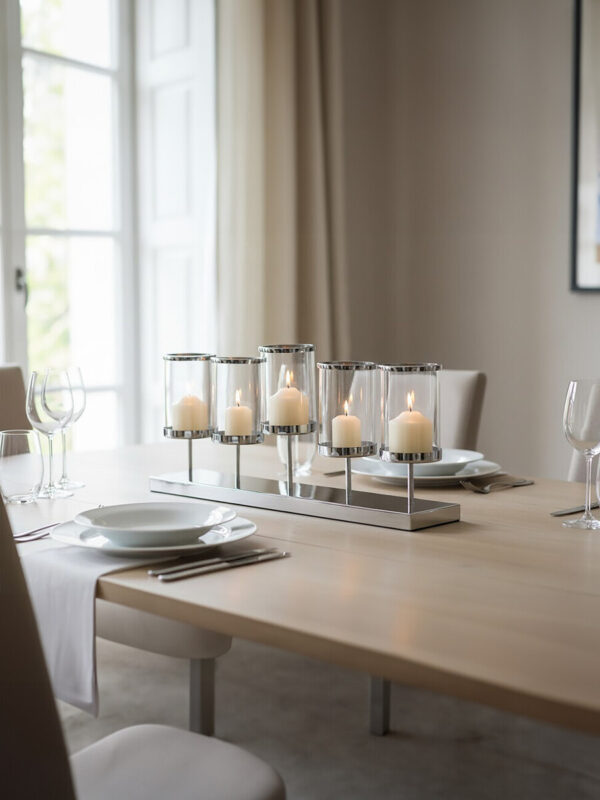 Kensington Townhouse 5 Light Silver Candle Holder.