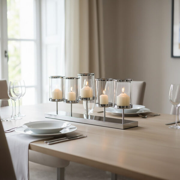 Kensington Townhouse 5 Light Silver Candle Holder.