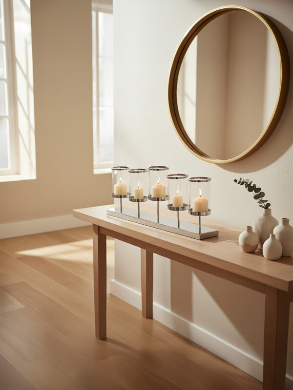 Kensington Townhouse 5 Light Silver Candle Holder.