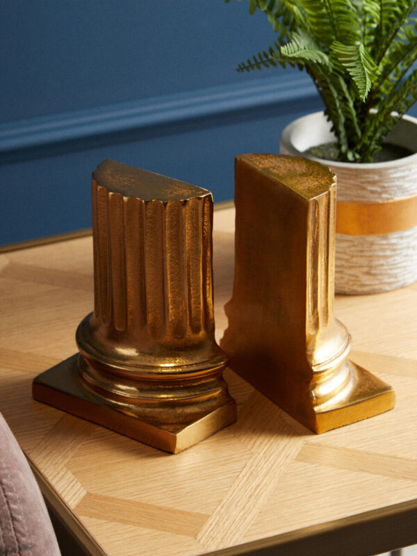 Kensington Townhouse Set of 2 Gold Pillar Bookends